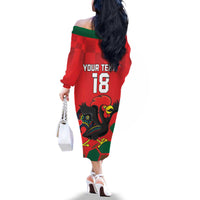 Custom Portugal Football Family Matching Off The Shoulder Long Sleeve Dress and Hawaiian Shirt Barcelos Rooster Mascot Dynamic Style