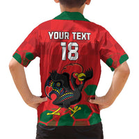 Custom Portugal Football Family Matching Off Shoulder Maxi Dress and Hawaiian Shirt Barcelos Rooster Mascot Dynamic Style