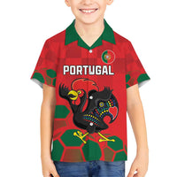 Custom Portugal Football Family Matching Off Shoulder Maxi Dress and Hawaiian Shirt Barcelos Rooster Mascot Dynamic Style