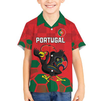 Custom Portugal Football Family Matching Short Sleeve Bodycon Dress and Hawaiian Shirt Barcelos Rooster Mascot Dynamic Style