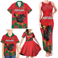 Custom Portugal Football Family Matching Tank Maxi Dress and Hawaiian Shirt Barcelos Rooster Mascot Dynamic Style