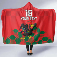 Custom Portugal Football Hooded Blanket Barcelos Rooster Mascot Dynamic Style