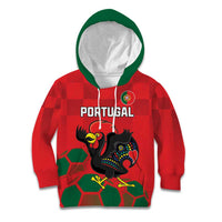 Custom Portugal Football Kid Hoodie Barcelos Rooster Mascot Dynamic Style
