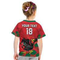 Custom Portugal Football Kid T Shirt Barcelos Rooster Mascot Dynamic Style