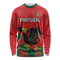 Custom Portugal Football Long Sleeve Shirt Barcelos Rooster Mascot Dynamic Style