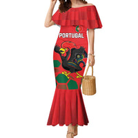 Custom Portugal Football Mermaid Dress Barcelos Rooster Mascot Dynamic Style
