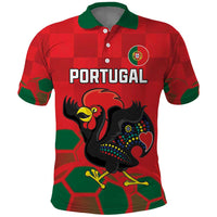 Custom Portugal Football Polo Shirt Barcelos Rooster Mascot Dynamic Style