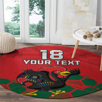 Custom Portugal Football Round Carpet Barcelos Rooster Mascot Dynamic Style