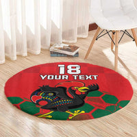 Custom Portugal Football Round Carpet Barcelos Rooster Mascot Dynamic Style