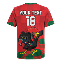 Custom Portugal Football Rugby Jersey Barcelos Rooster Mascot Dynamic Style