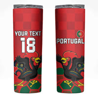 Custom Portugal Football Skinny Tumbler Barcelos Rooster Mascot Dynamic Style