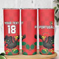Custom Portugal Football Skinny Tumbler Barcelos Rooster Mascot Dynamic Style