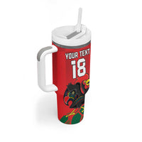 Custom Portugal Football Tumbler With Handle Barcelos Rooster Mascot Dynamic Style