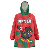 Custom Portugal Football Wearable Blanket Hoodie Barcelos Rooster Mascot Dynamic Style