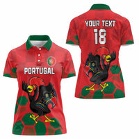 Custom Portugal Football Women Polo Shirt Barcelos Rooster Mascot Dynamic Style