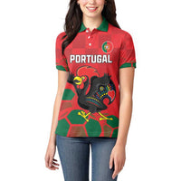 Custom Portugal Football Women Polo Shirt Barcelos Rooster Mascot Dynamic Style