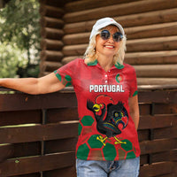 Custom Portugal Football Women Polo Shirt Barcelos Rooster Mascot Dynamic Style