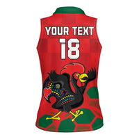 Custom Portugal Football Women Sleeveless Polo Shirt Barcelos Rooster Mascot Dynamic Style