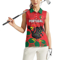 Custom Portugal Football Women Sleeveless Polo Shirt Barcelos Rooster Mascot Dynamic Style