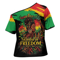 Juneteenth Rooted in Freedom Cross Shoulder Shirt Black Pride African Queen