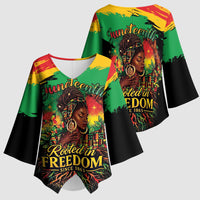 Juneteenth Rooted in Freedom Kimono Sleeve Blouse Black Pride African Queen