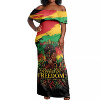 Juneteenth Rooted in Freedom Off Shoulder Maxi Dress Black Pride African Queen