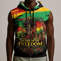 Juneteenth Rooted in Freedom Sleeveless Zip Hoodie Black Pride African Queen