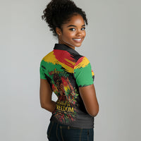 Juneteenth Rooted in Freedom Women Polo Shirt Black Pride African Queen
