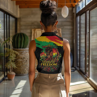 Juneteenth Rooted in Freedom Women Sleeveless Polo Shirt Black Pride African Queen