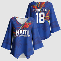 Haiti Heritage Football 2026 Custom Kimono Sleeve Blouse Hispaniolan Trogon Bird