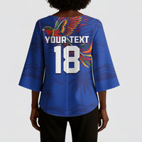 Haiti Heritage Football 2026 Custom Kimono Sleeve Blouse Hispaniolan Trogon Bird