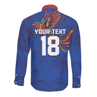Haiti Heritage Football 2026 Custom Long Sleeve Button Shirt Hispaniolan Trogon Bird