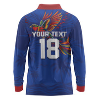 Haiti Heritage Football 2026 Custom Long Sleeve Polo Shirt Hispaniolan Trogon Bird