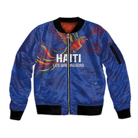 Haiti Heritage Football 2026 Custom Sleeve Zip Bomber Jacket Hispaniolan Trogon Bird