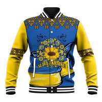 Ukraine Sunflower Peace Sign Baseball Jacket With Folk Patterns - Wonder Print Shop