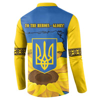 Ukraine Sunflower Peace Sign Button Sweatshirt With Folk Patterns - Wonder Print Shop