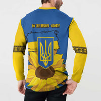 Ukraine Sunflower Peace Sign Button Sweatshirt With Folk Patterns - Wonder Print Shop