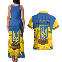 Ukraine Sunflower Peace Sign Couples Matching Tank Maxi Dress and Hawaiian Shirt With Folk Patterns - Wonder Print Shop