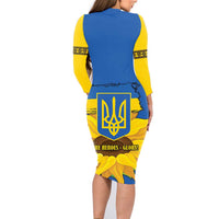 Ukraine Sunflower Peace Sign Family Matching Long Sleeve Bodycon Dress and Hawaiian Shirt With Folk Patterns - Wonder Print Shop