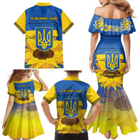 Ukraine Sunflower Peace Sign Family Matching Mermaid Dress and Hawaiian Shirt With Folk Patterns - Wonder Print Shop