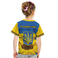 Ukraine Sunflower Peace Sign Kid T Shirt With Folk Patterns - Wonder Print Shop