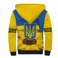 Ukraine Sunflower Peace Sign Sherpa Hoodie With Folk Patterns - Wonder Print Shop