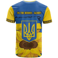 Ukraine Sunflower Peace Sign T Shirt With Folk Patterns - Wonder Print Shop