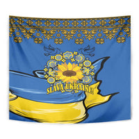 Ukraine Sunflower Peace Sign Tapestry With Folk Patterns - Wonder Print Shop
