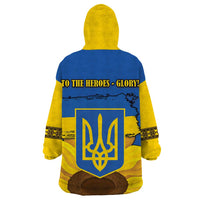 Ukraine Sunflower Peace Sign Wearable Blanket Hoodie With Folk Patterns - Wonder Print Shop