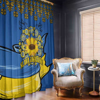 Ukraine Sunflower Peace Sign Window Curtain With Folk Patterns - Wonder Print Shop