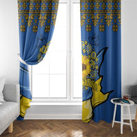 Ukraine Sunflower Peace Sign Window Curtain With Folk Patterns - Wonder Print Shop