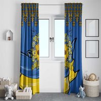 Ukraine Sunflower Peace Sign Window Curtain With Folk Patterns - Wonder Print Shop