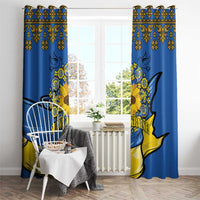 Ukraine Sunflower Peace Sign Window Curtain With Folk Patterns - Wonder Print Shop