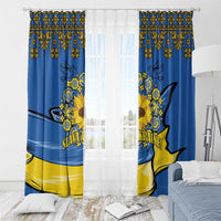Ukraine Sunflower Peace Sign Window Curtain With Folk Patterns - Wonder Print Shop